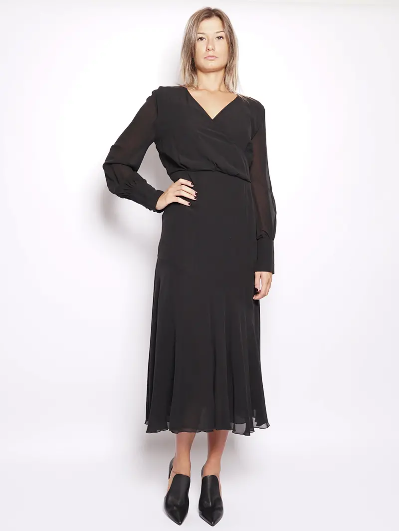 Black Silk Longuette Dress 1