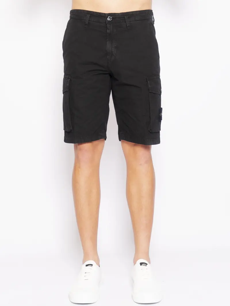 Black Sporty Logo-Patch Bermuda Shorts 1