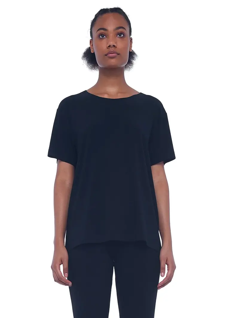 Black Stretch Jersey Knit Top 1