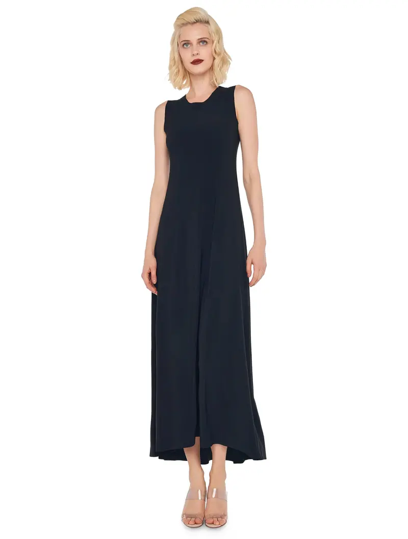 Black Stretch Jersey Long Dress 1