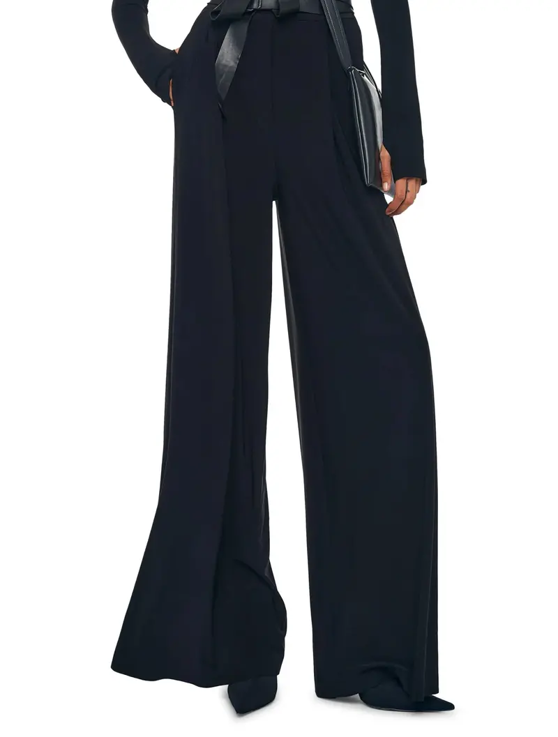 Black Stretch Jersey Pants With Front Pleats 1