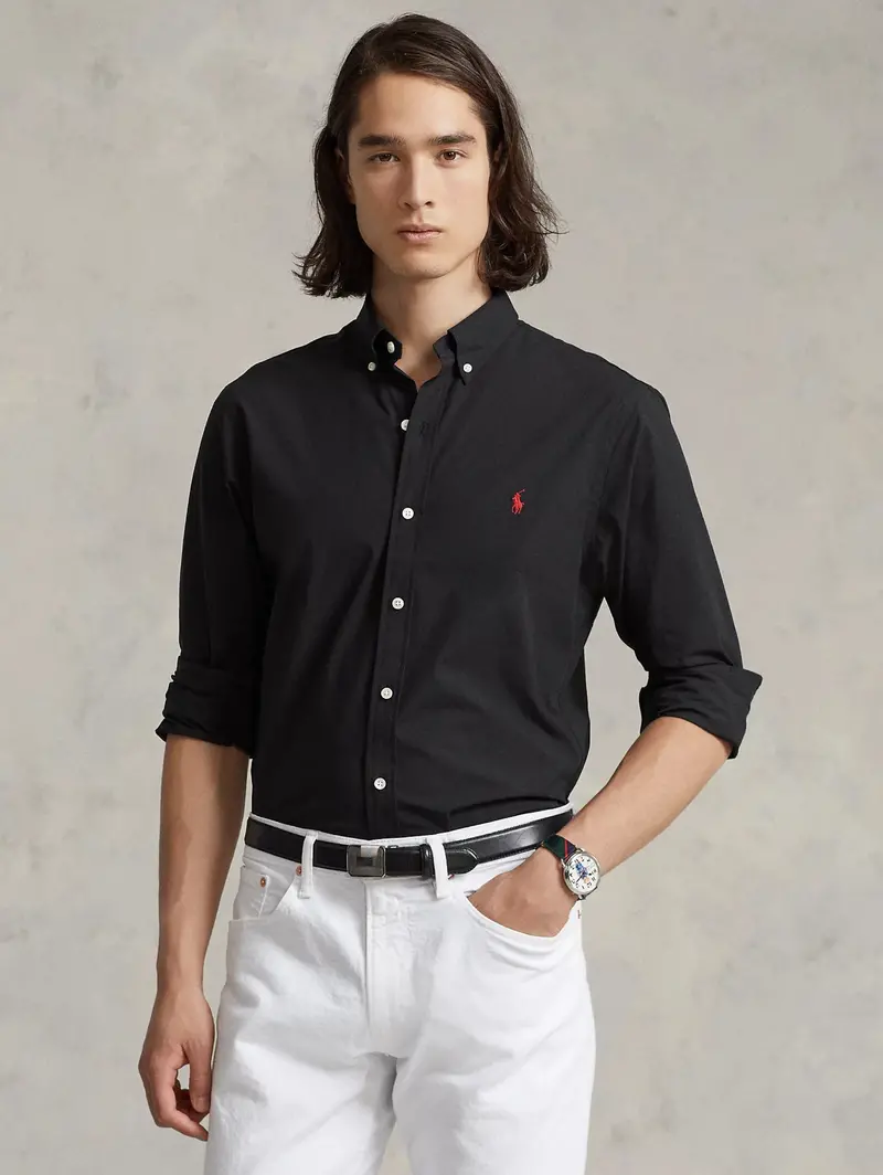 Black Stretch Poplin Dress Shirt 1