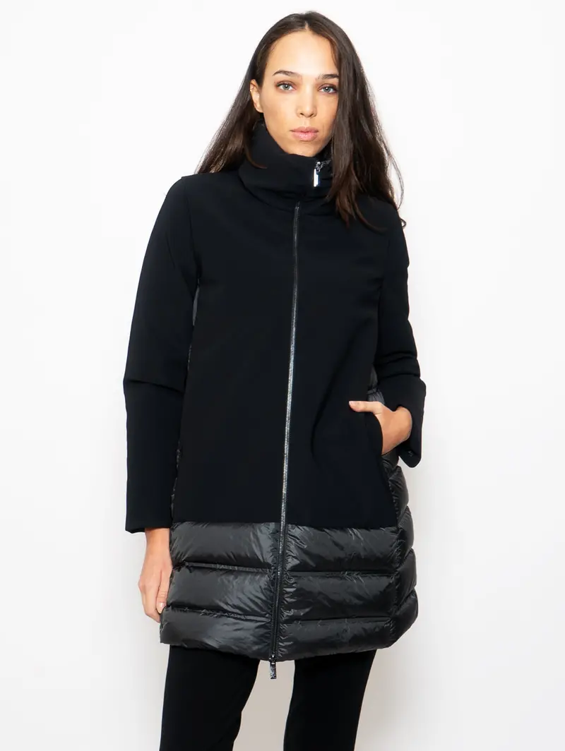 Black Technical Double-Fabric Coat 1