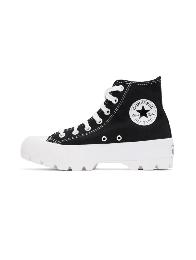 Black Textured Canvas Sneakers With Sawtooth Sole 1