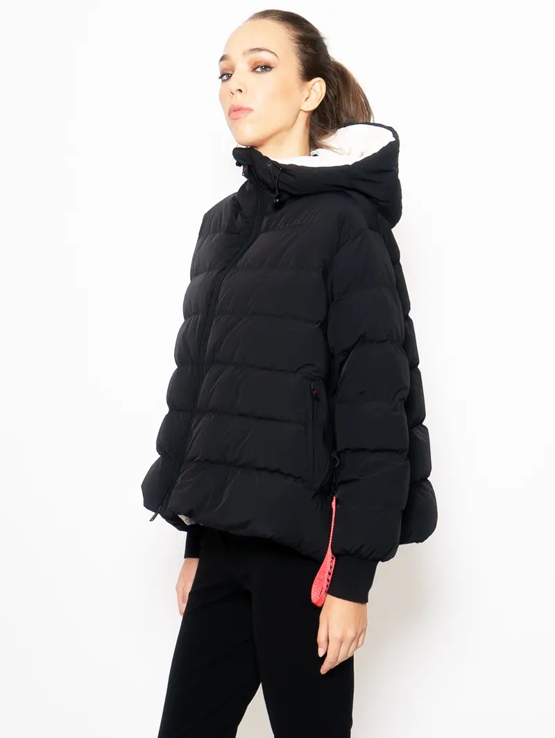 Black Trapezoid Short Down Jacket 1