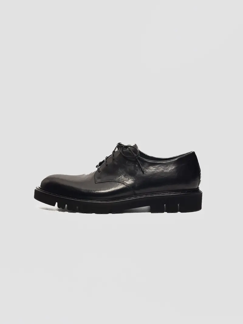 Black Vintage-Effect Leather Oxford Shoes 1