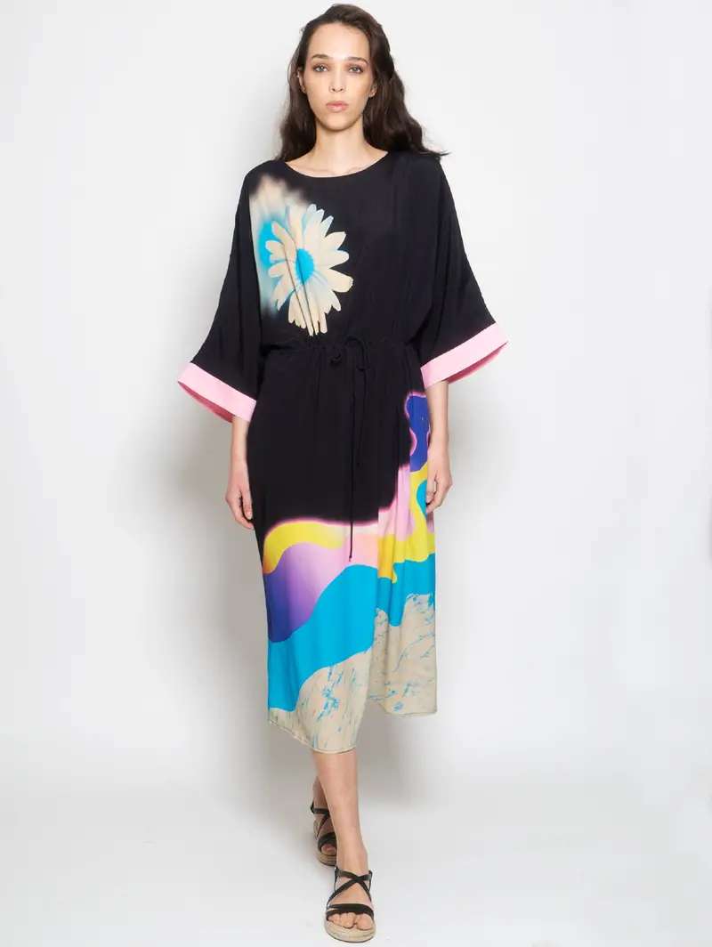 Black Viscose Midi Dress 1