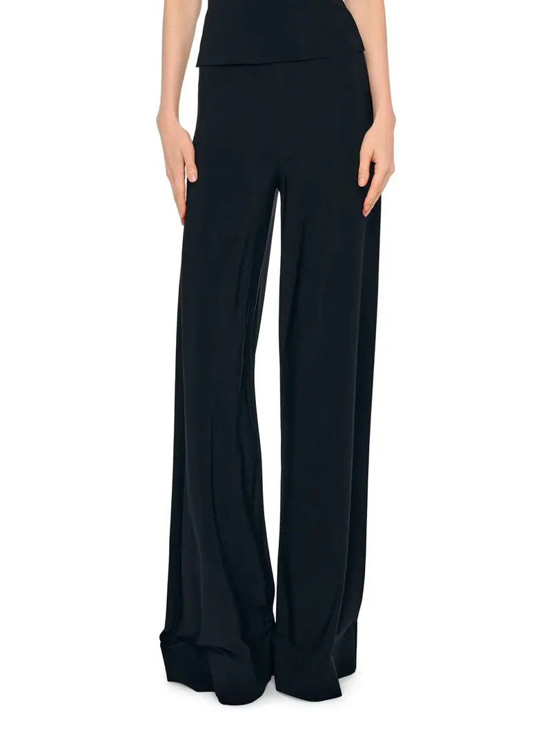 Black Wide-Leg Jersey Trousers 1