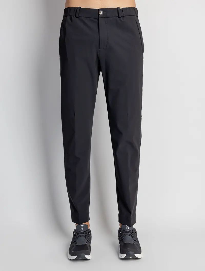 Black Winter Chino Trousers With Drawstring Waist 1