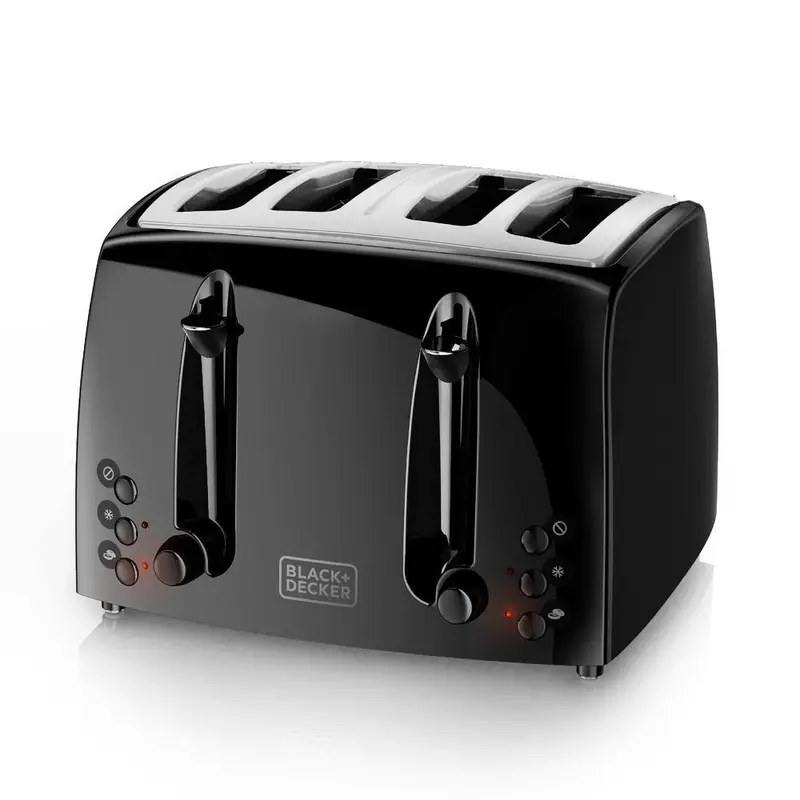 Black+Decker 4-Slice Wide-Slot Toaster – Sleek Black Design With Even-Toast Technology 1