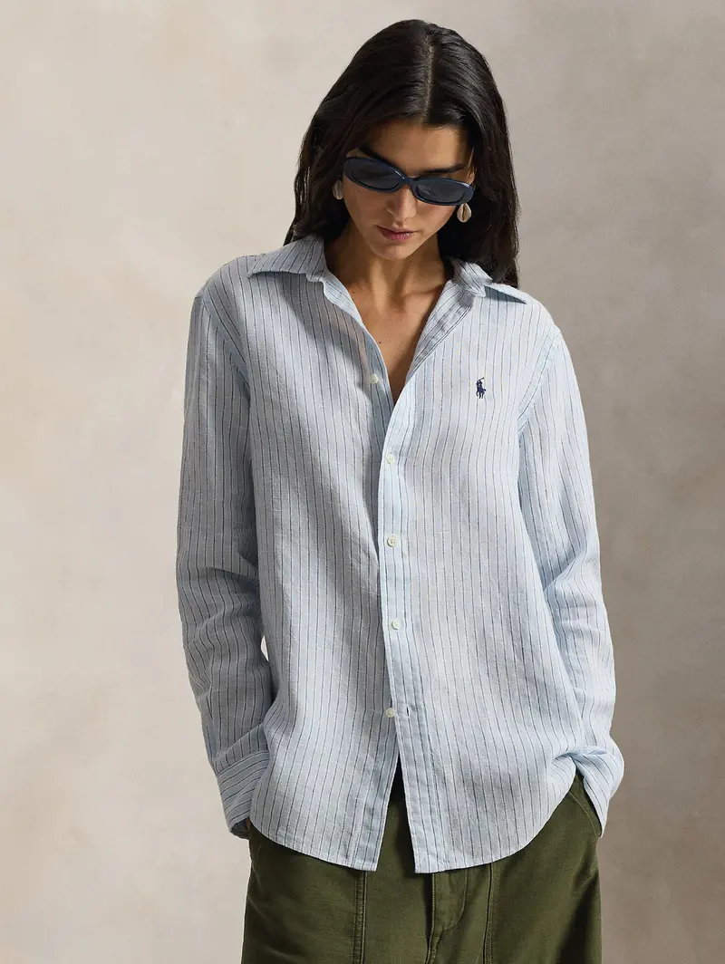 Blue-And-Celeste Striped Linen Shirt – Classic Fit 1