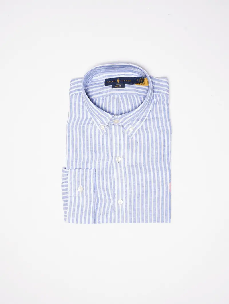 Blue-And-White Linen Striped Shirt 1