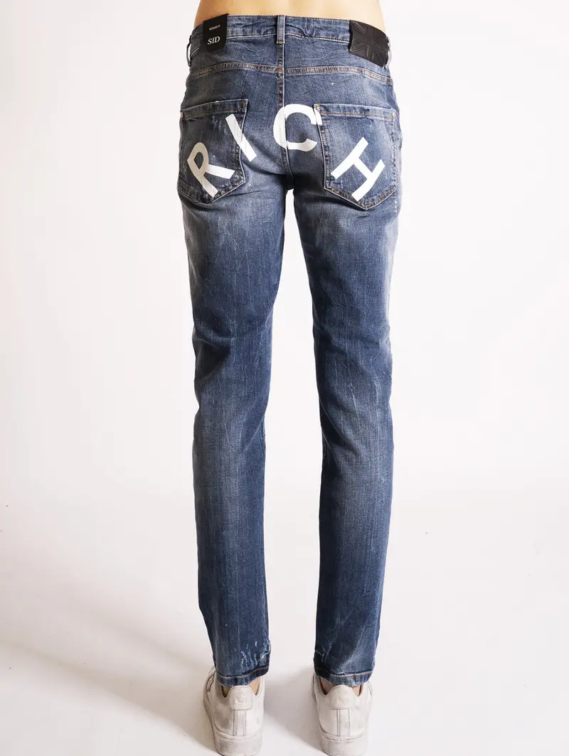 Blue And White Logo-Printed Jeans 1