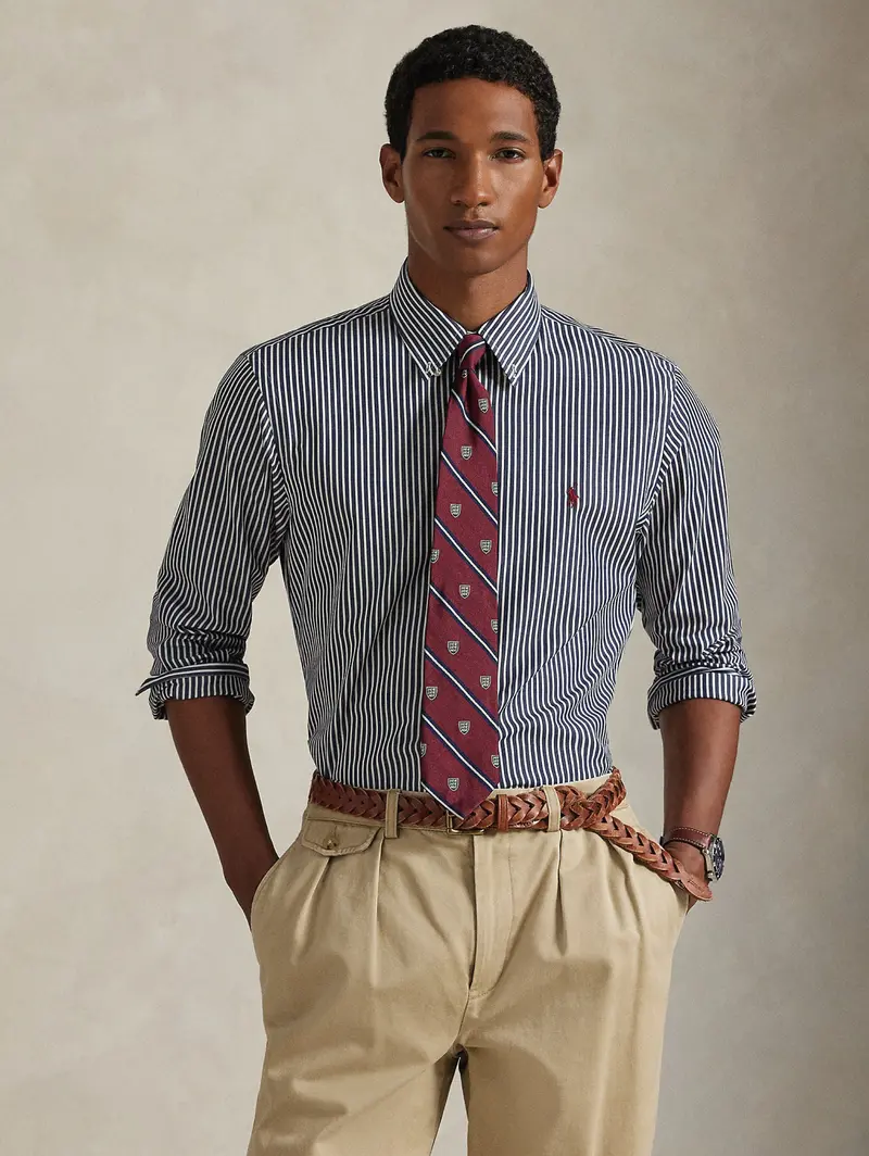Blue-And-White Stretch Poplin Shirt – Modern Fit 1