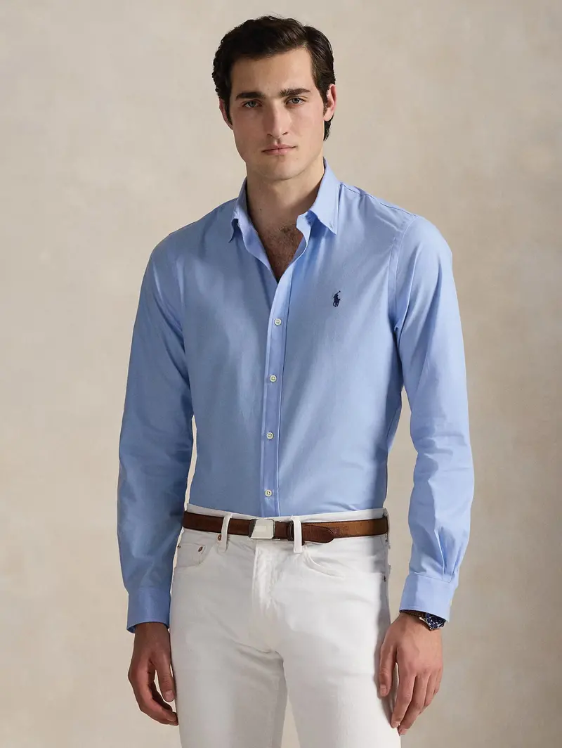 Blue Breathable Cotton Slim-Fit Shirt 1