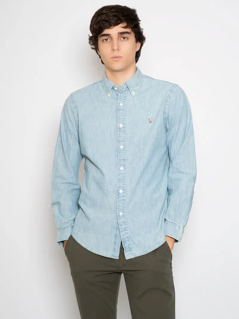 Blue Cotton Chambray Shirt 1