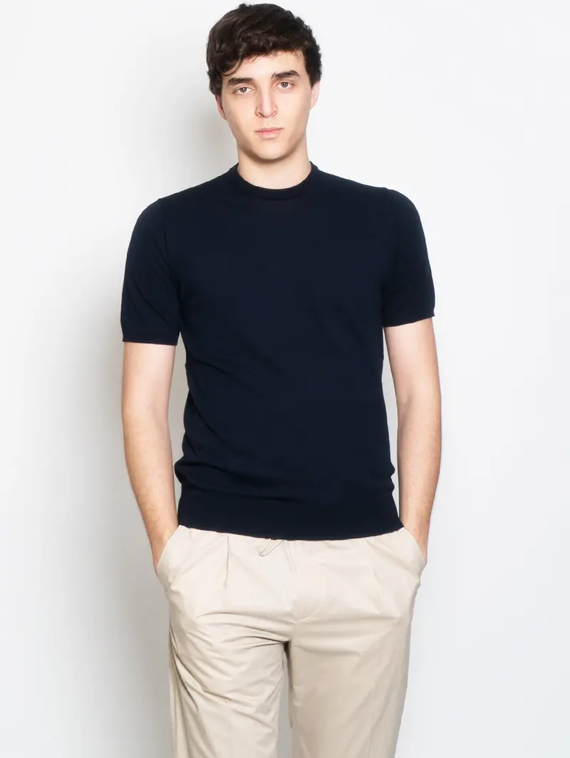 Blue Crêpe Cotton T-Shirt 1