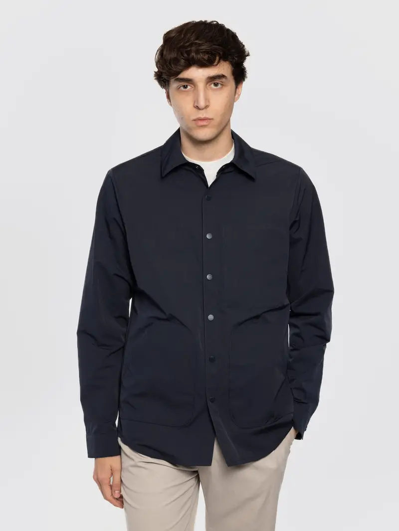 Blue Crinkle Overshirt By Gilberto 1