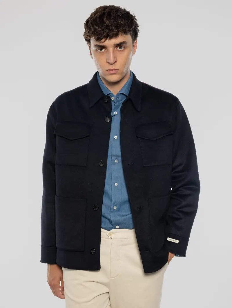 Blue Double-Faced Sasha Wool Overshirt 1