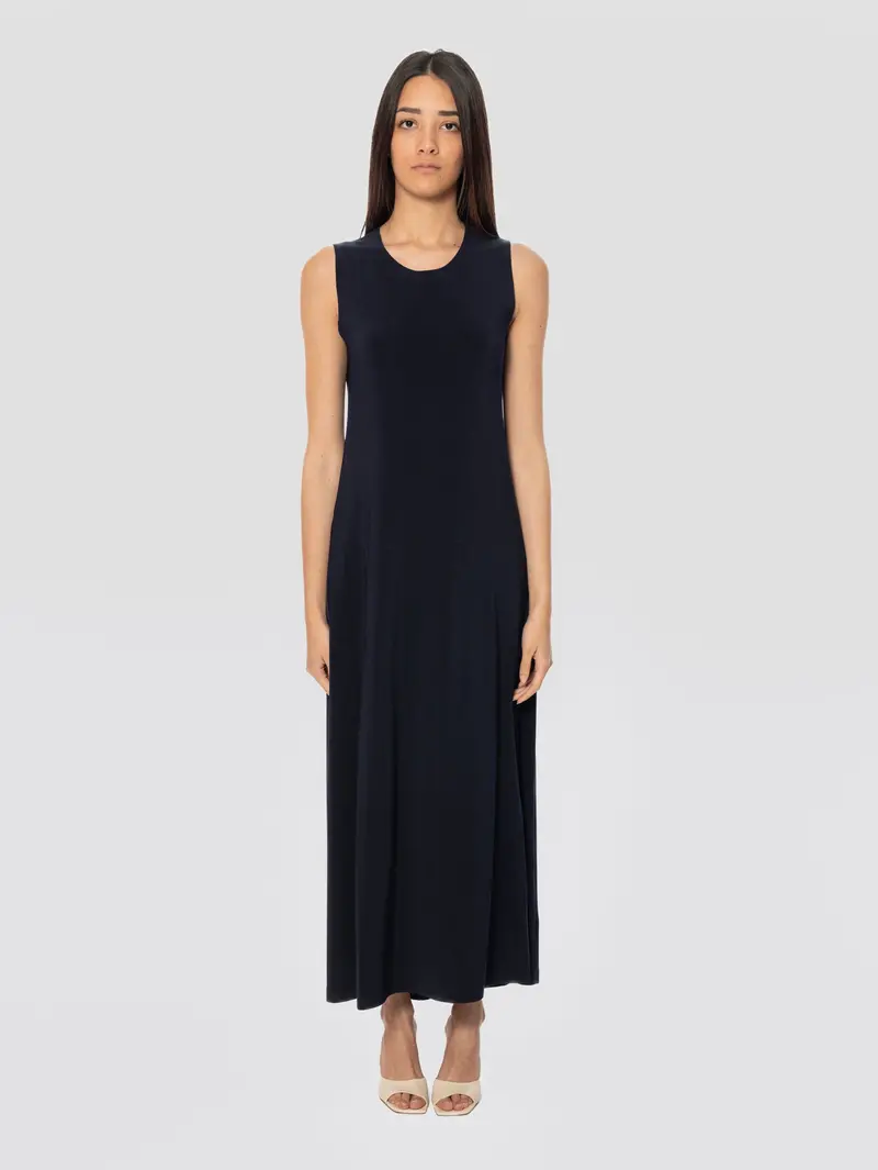 Blue Elasticated Jersey Maxi Dress 1