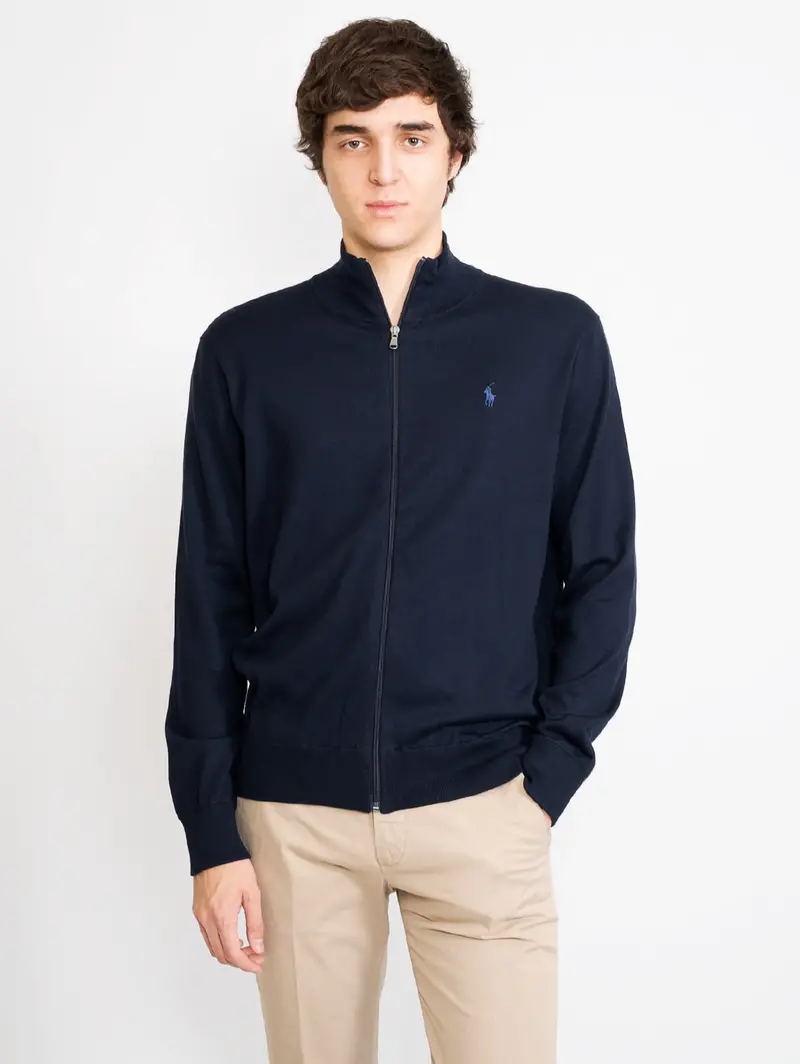 Blue Full-Zip Knit Top 1