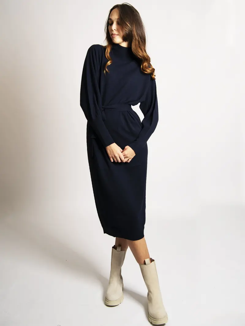 Blue Knit Midi Dress 1