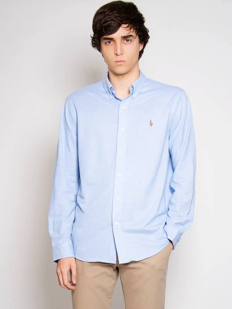 Blue Knit Oxford Shirt 1