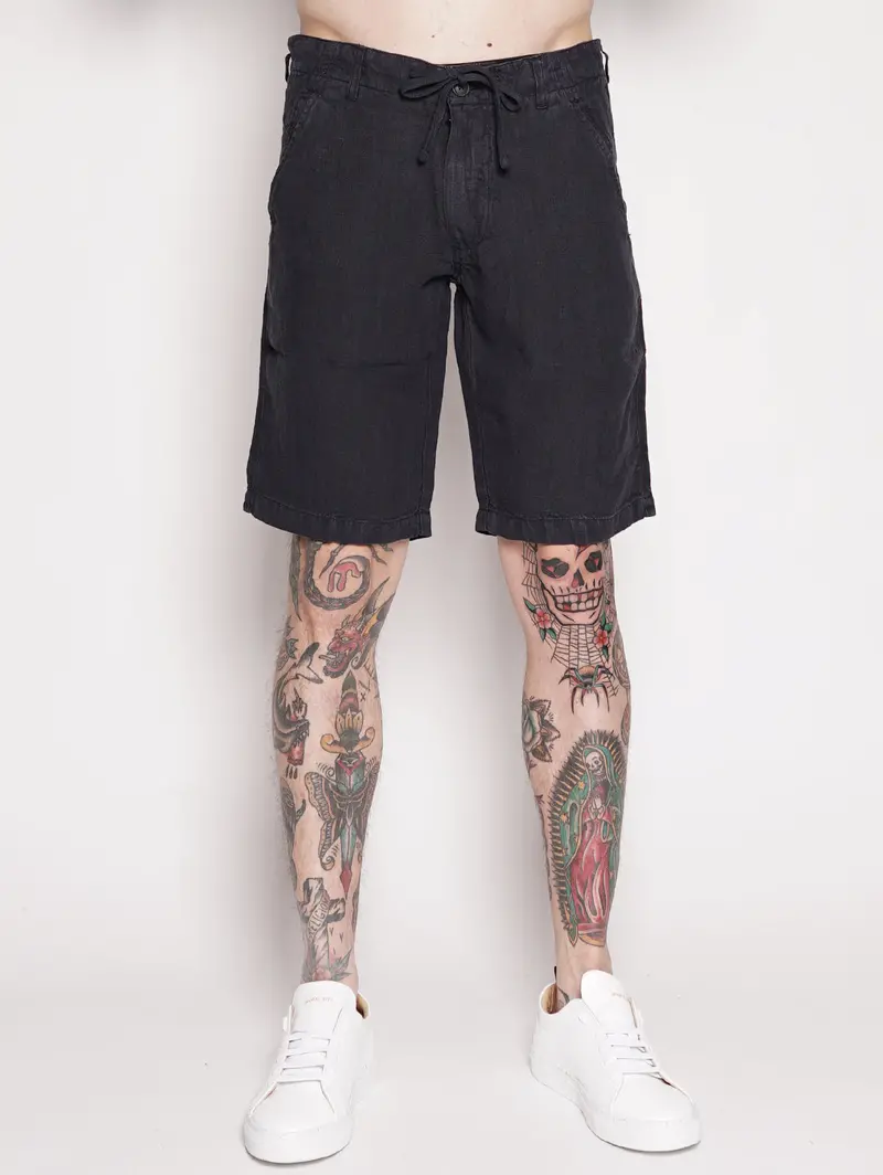 Blue Linen Bermuda Shorts 1