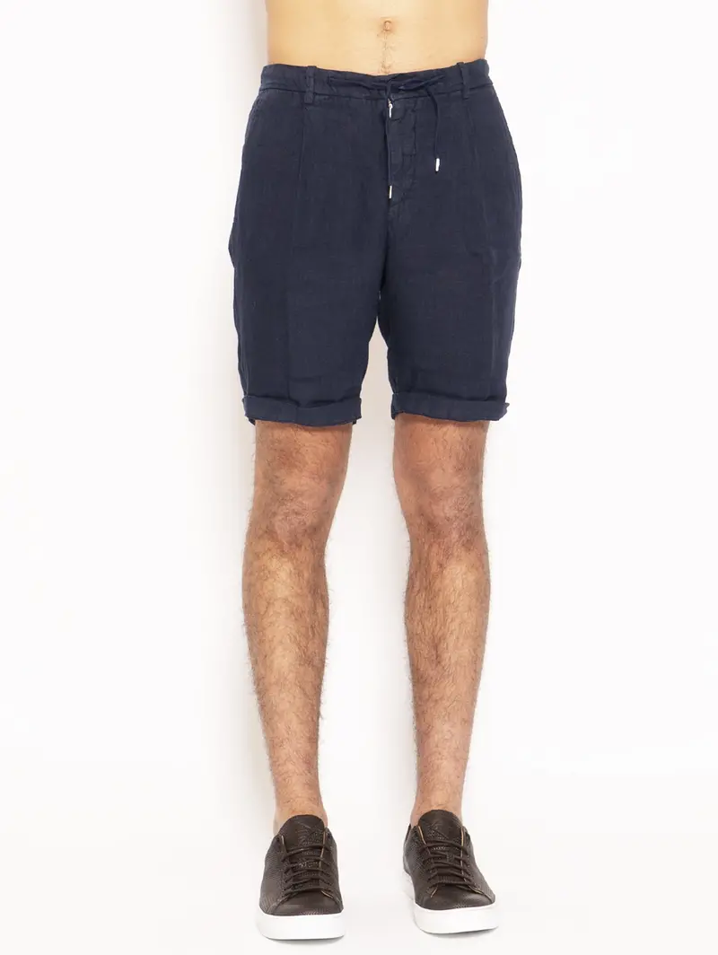 Blue Linen Bermuda Shorts 1