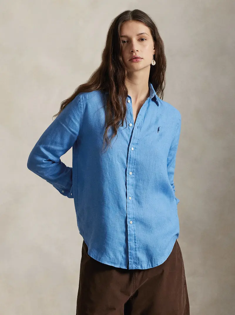 Blue Linen Classic-Fit Shirt 1