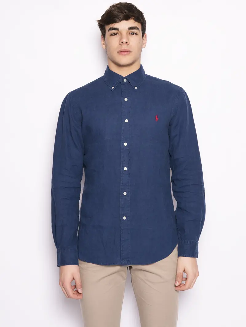 Blue Linen Slim-Fit Shirt 1