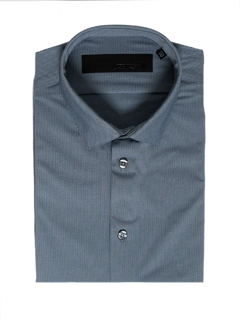 Blue Micro-Patterned Shirt 1