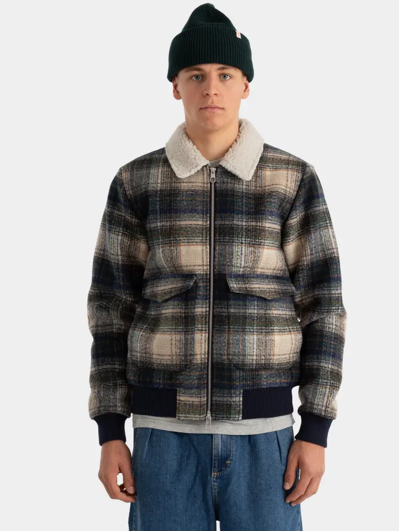 Blue Plaid Aviator Jacket 1