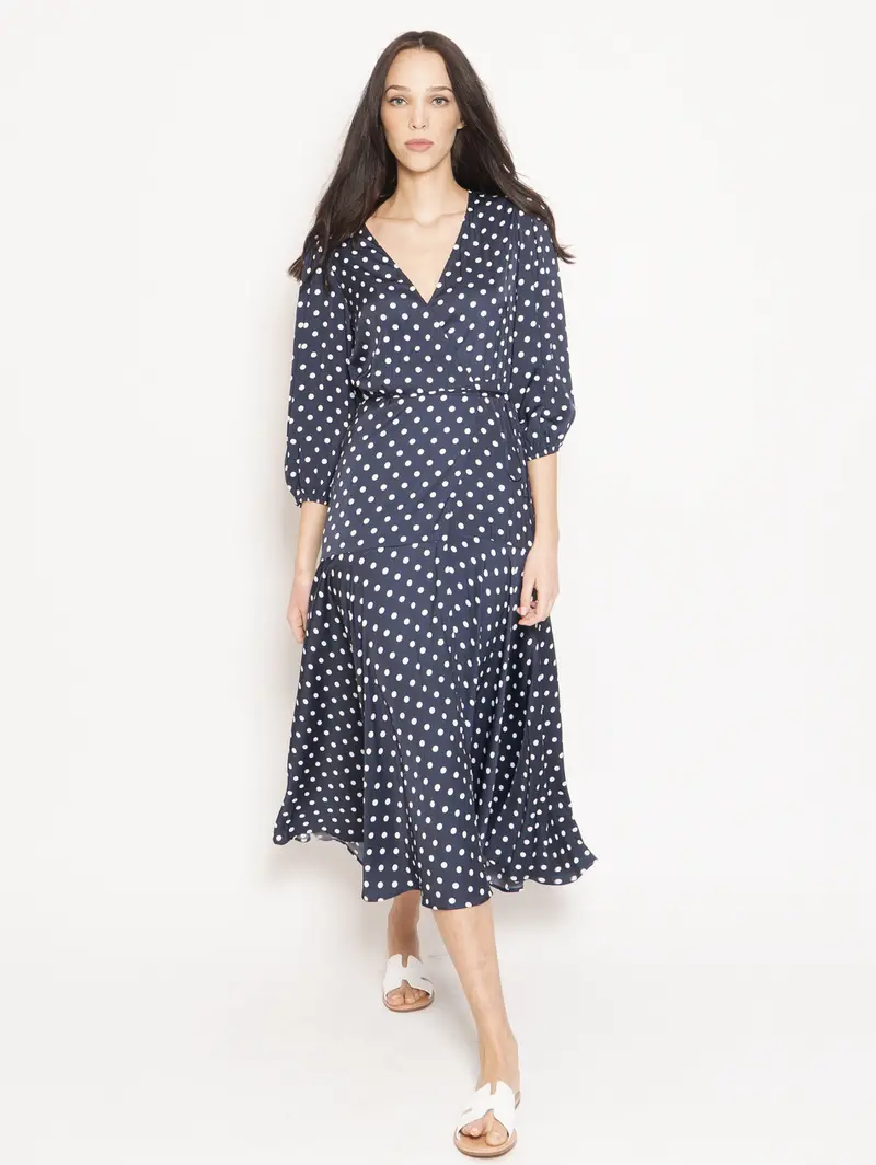 Blue Polka-Dot Wrap Dress 1