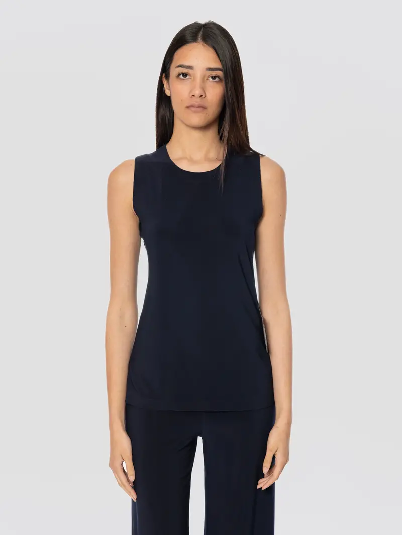 Blue Stretch Jersey Crop Top 1