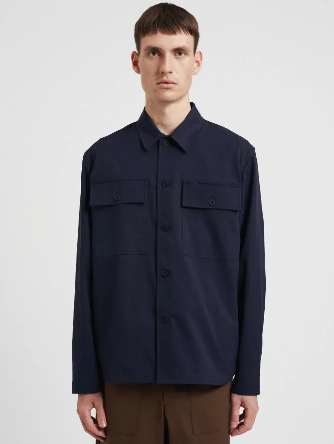 Blue Stretch Twill Overshirt With Solotex Fabric 1