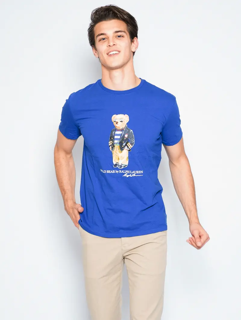 Blue Teddy Bear Graphic T-Shirt 1