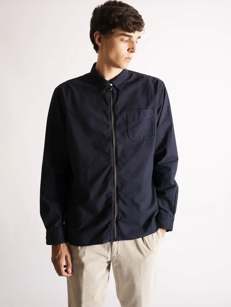 Blue Utility-Style Overshirt With Chest Pocket 1
