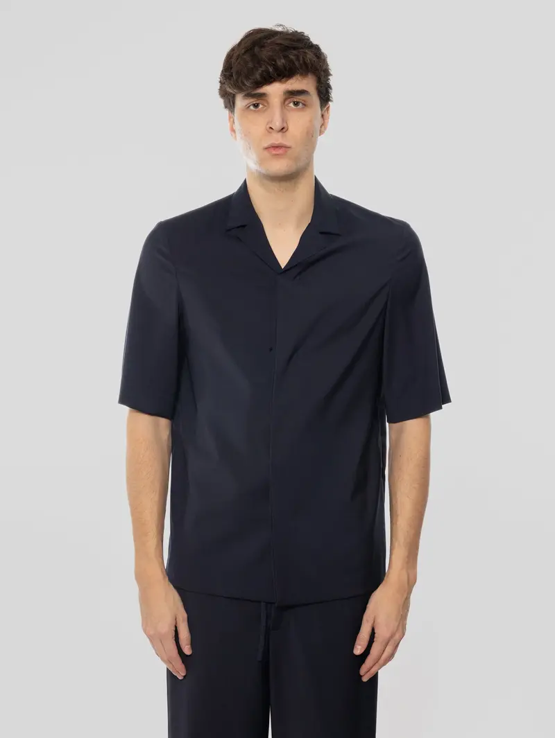 Blue Wool Atila Overshirt With Short Sleeves 1