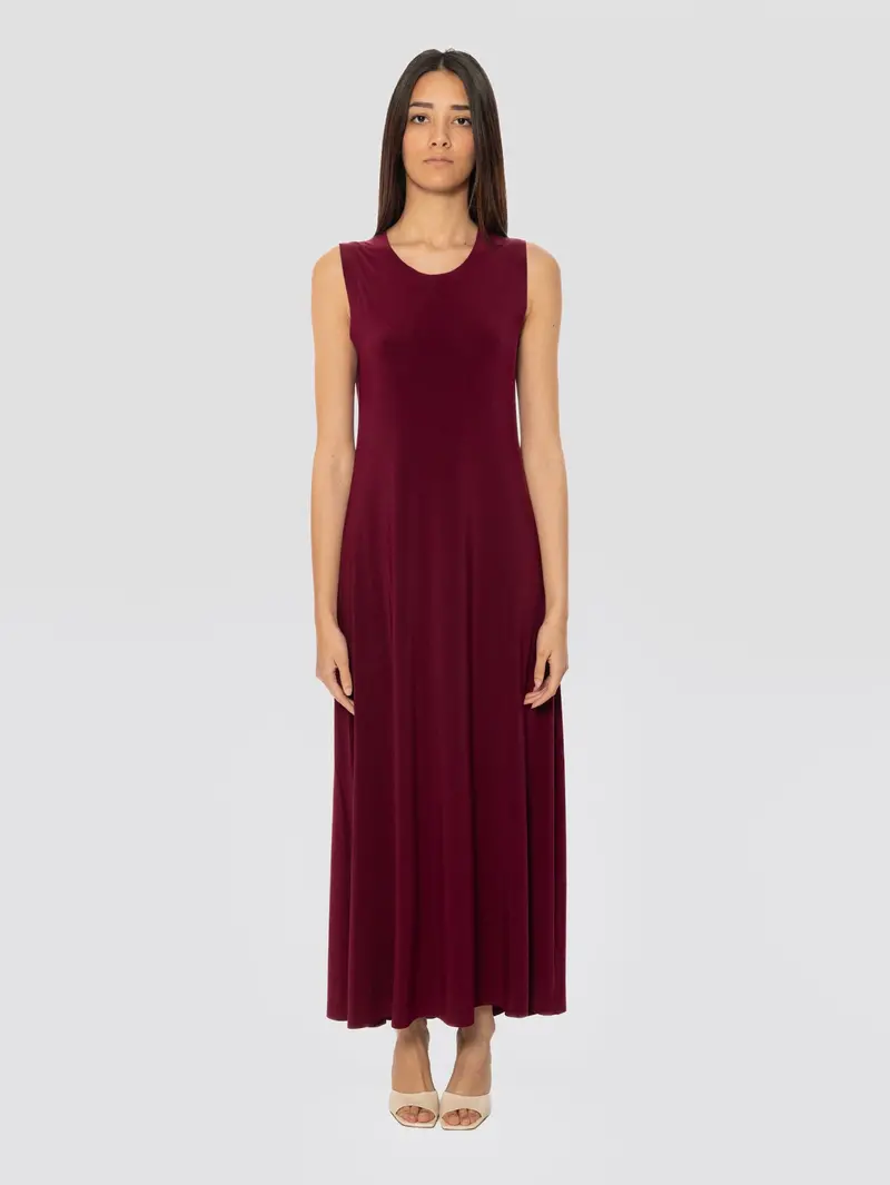 Bordeaux Stretch Jersey Long Dress 1