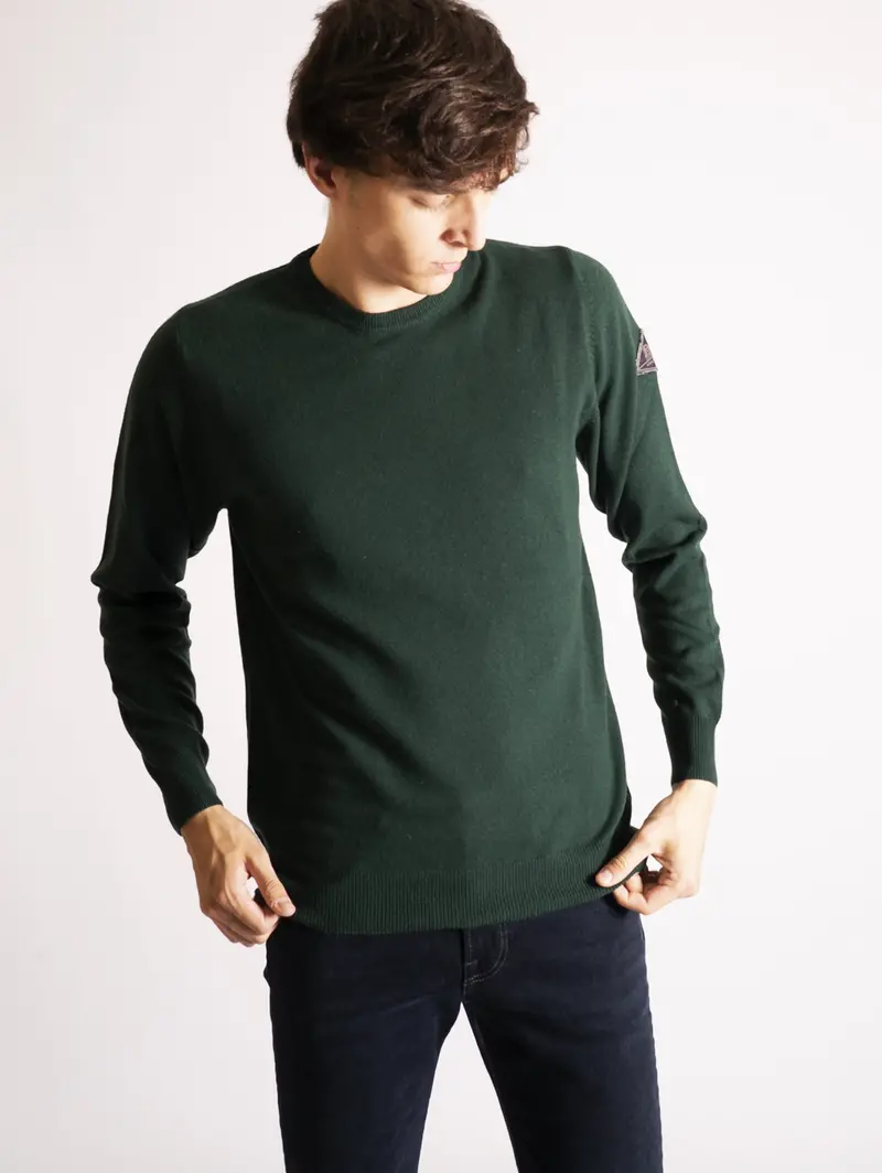 Bottle-Green Basic Crew Neck Sweater 1