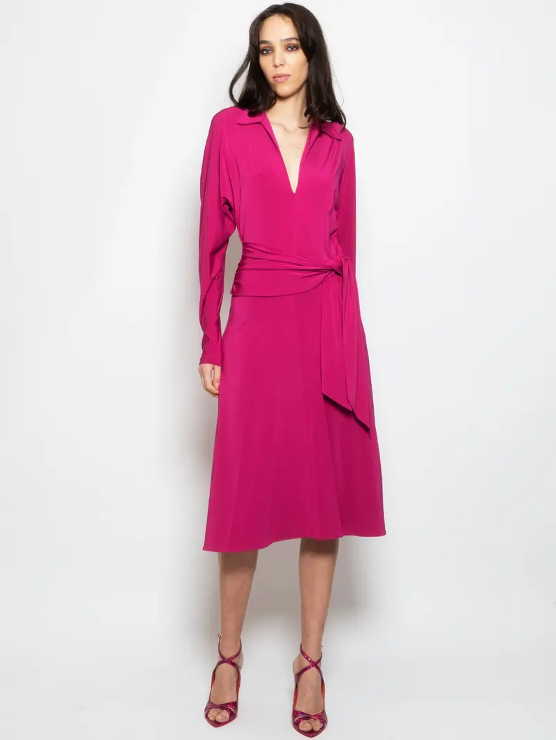 Bougainvillea Midi Dress With Waist Tie 1