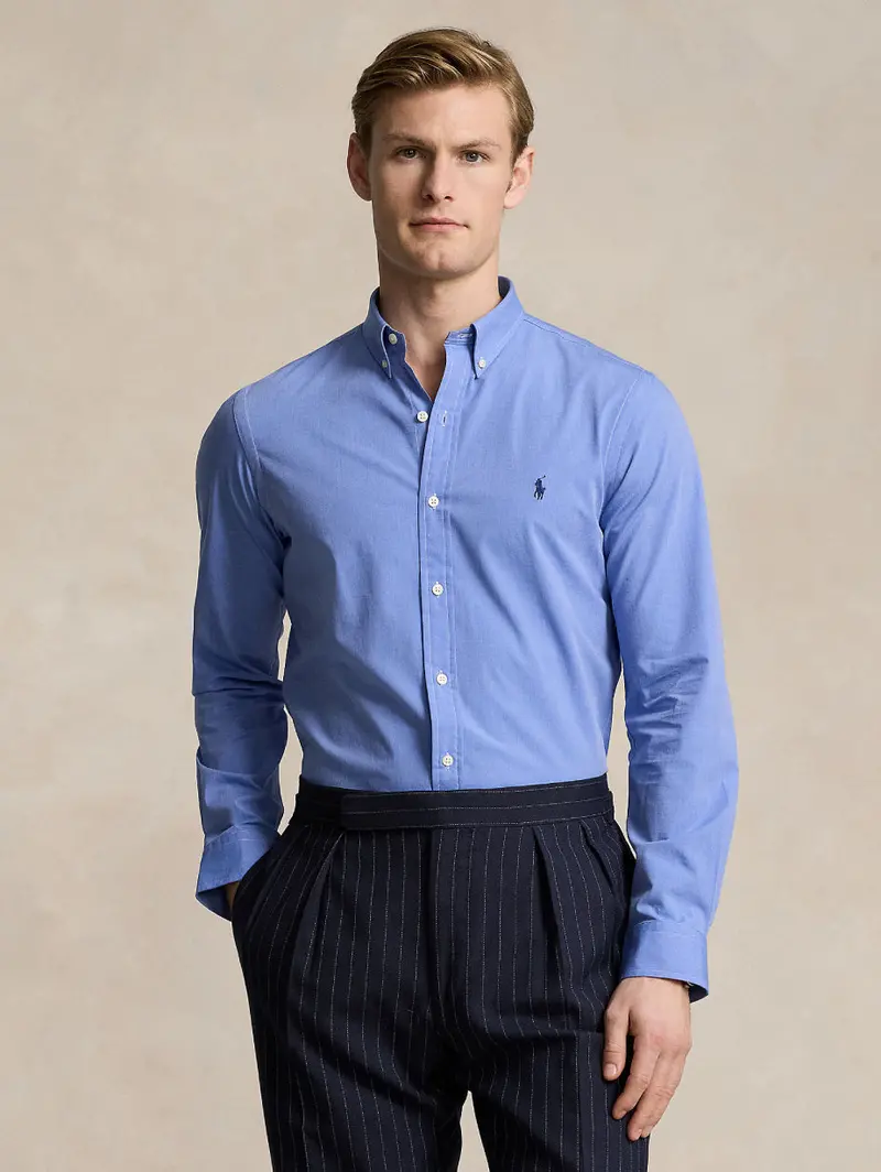 Breathable Fil-À-Fil Blue Cotton Shirt 1