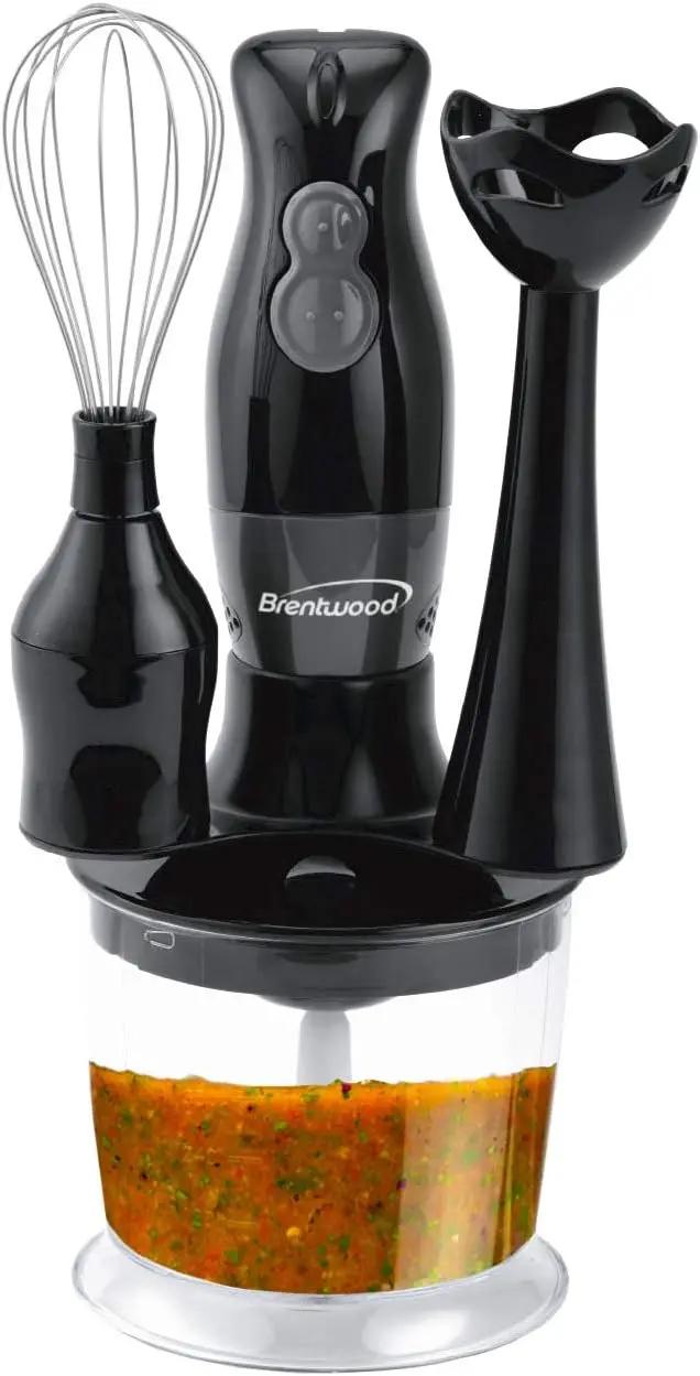 Brentwood 2-Speed Black Hand Mixer – Multi-Function Blender & Food Processor With Balloon Whisk 1