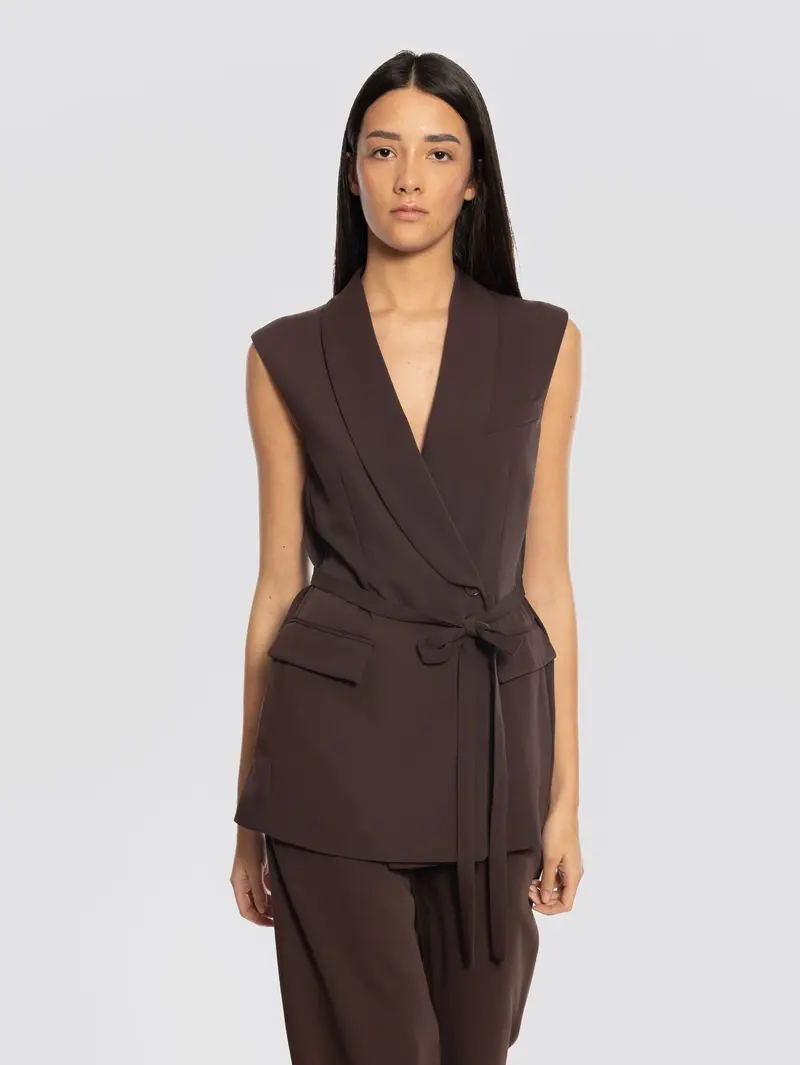 Brown Double-Breasted Cady Vest 1