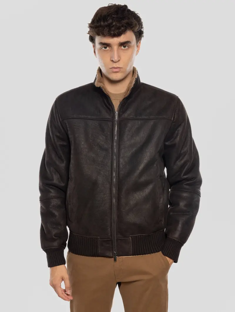 Brown Estensi Shearling Bomber Jacket 1