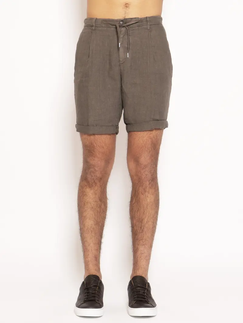 Brown Linen Bermuda Shorts 1