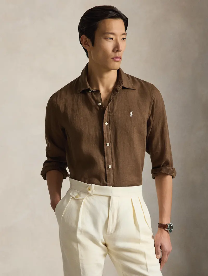 Brown Linen Shirt – Custom Fit 1