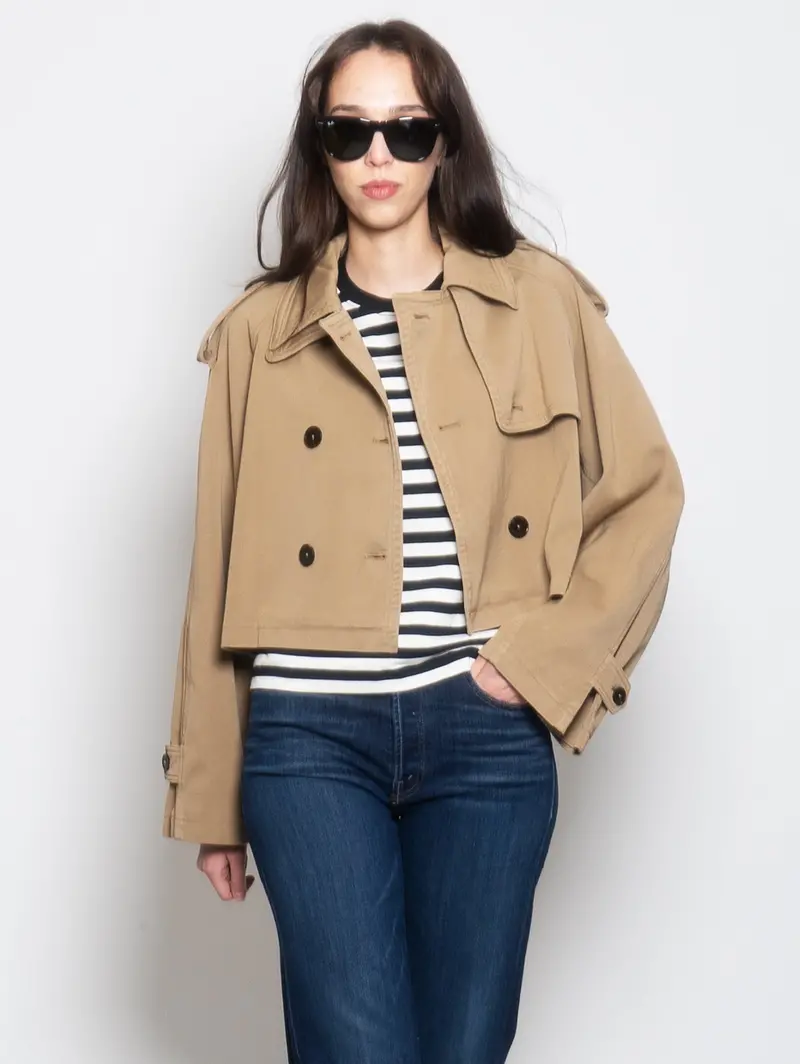 Brown Trench-Style Short Jacket 1