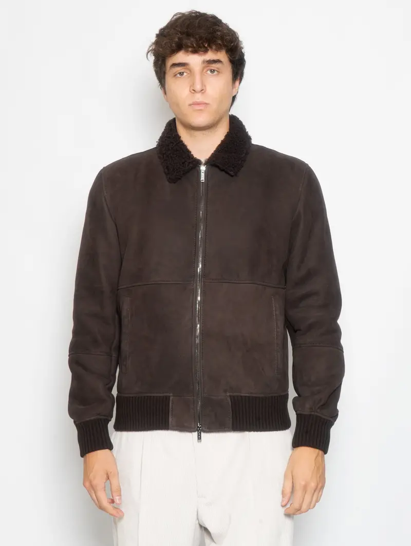 Burgundy Shearling Bomber Jacket 1